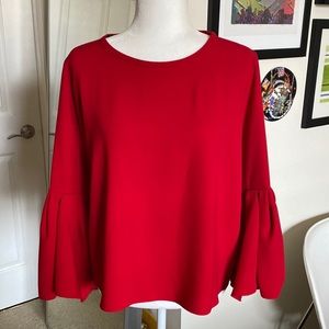 Zara nwt vibrant red flared sleeve top
